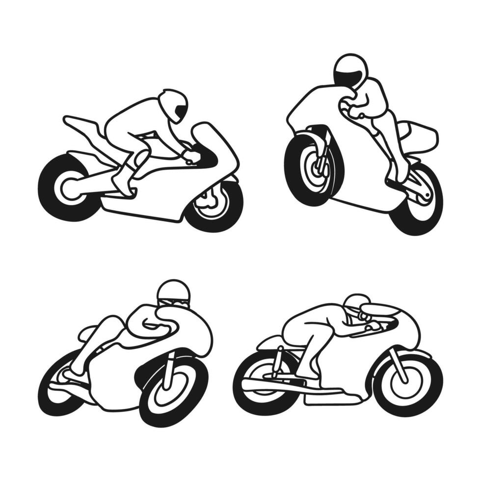 hand drawing moto gp on white background vector