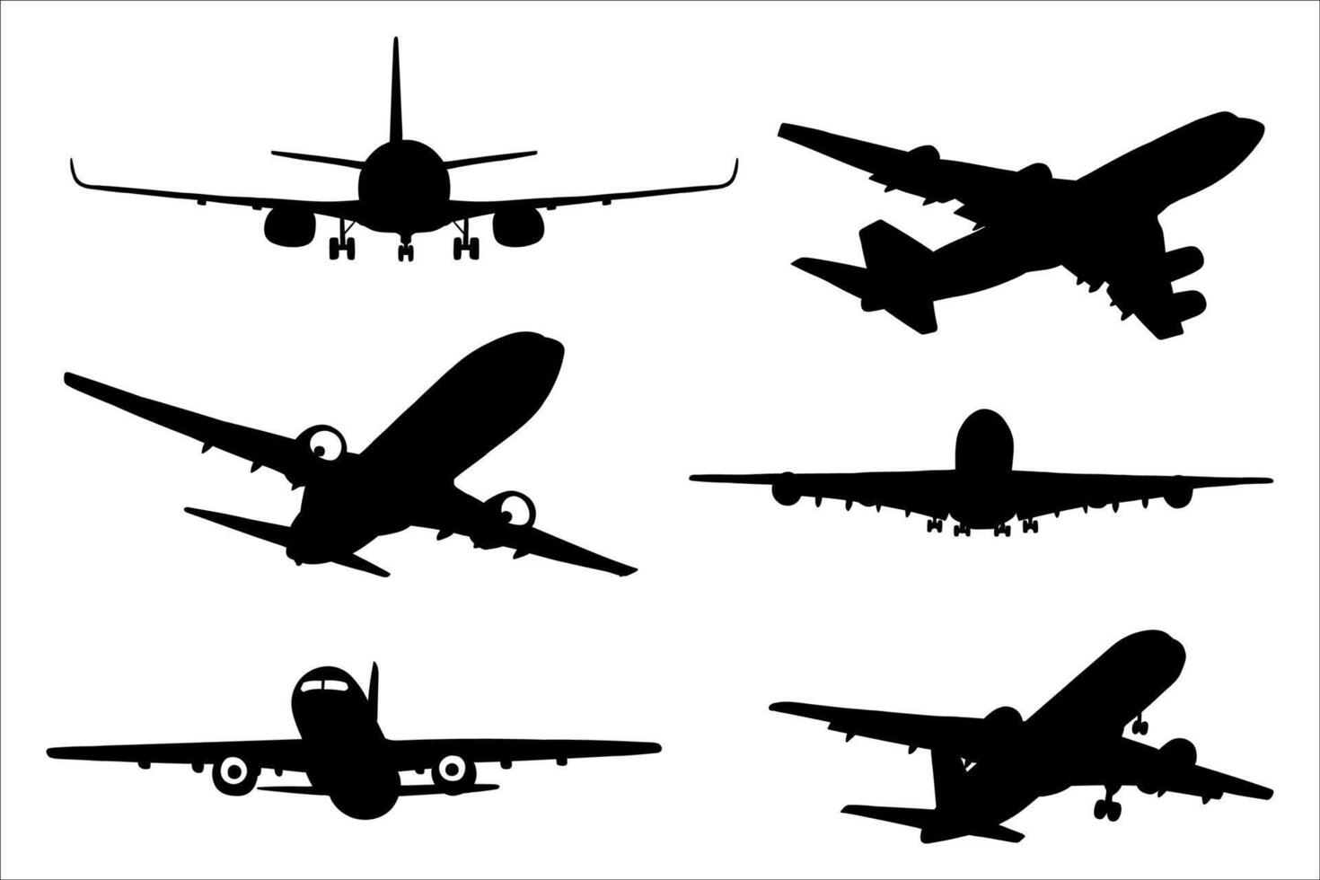 silhouette Airplanes in black color vector
