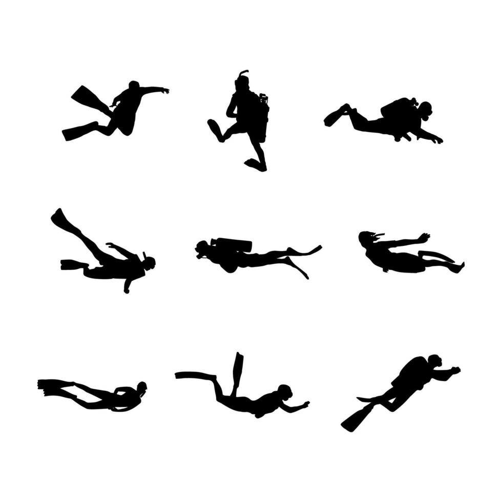 silhouette free diver collection simple design vector