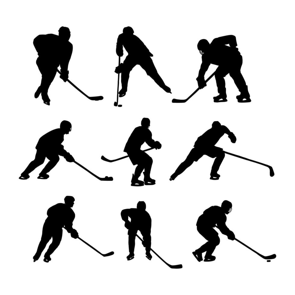 silhouette ice hockey player on white background vector