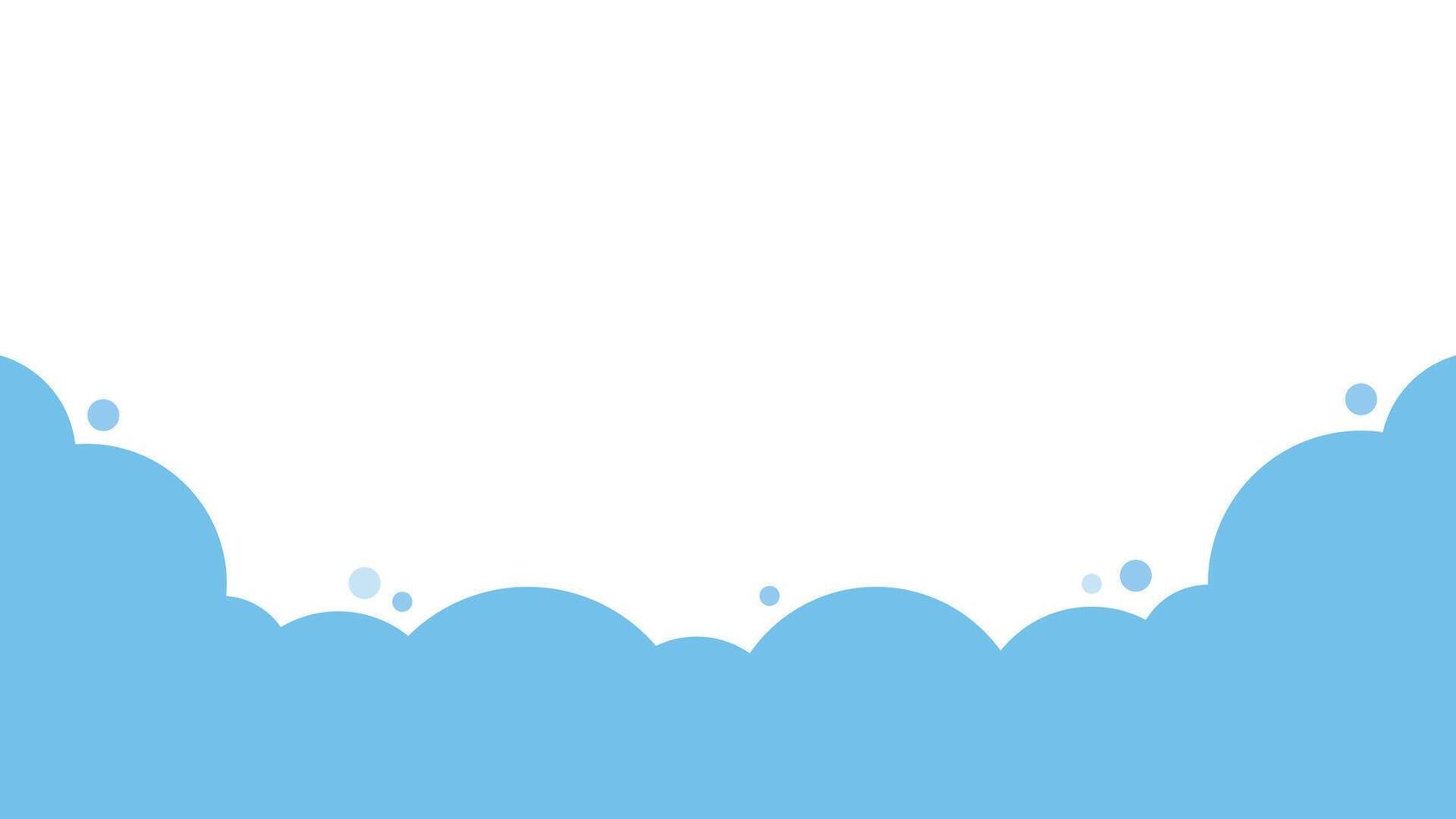 Cute bright blue cloud in the sky bottom border background illustration. vector