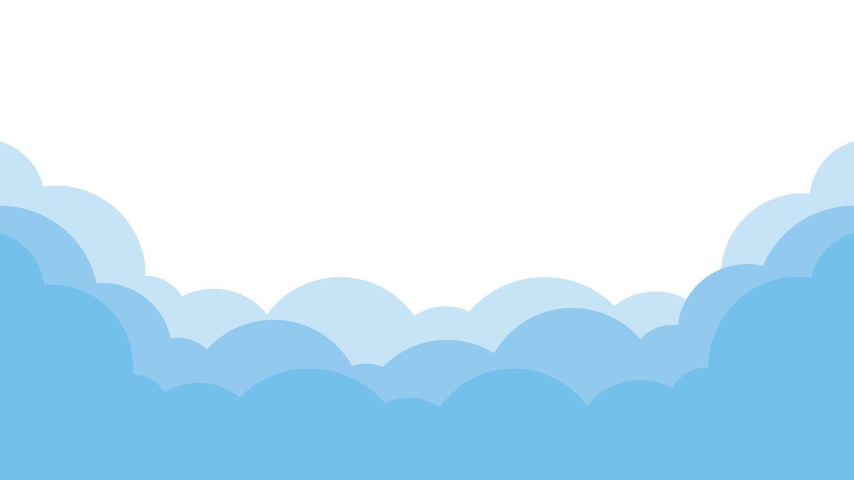 Illustration of cute bright blue cloud in the sky bottom border background. vector