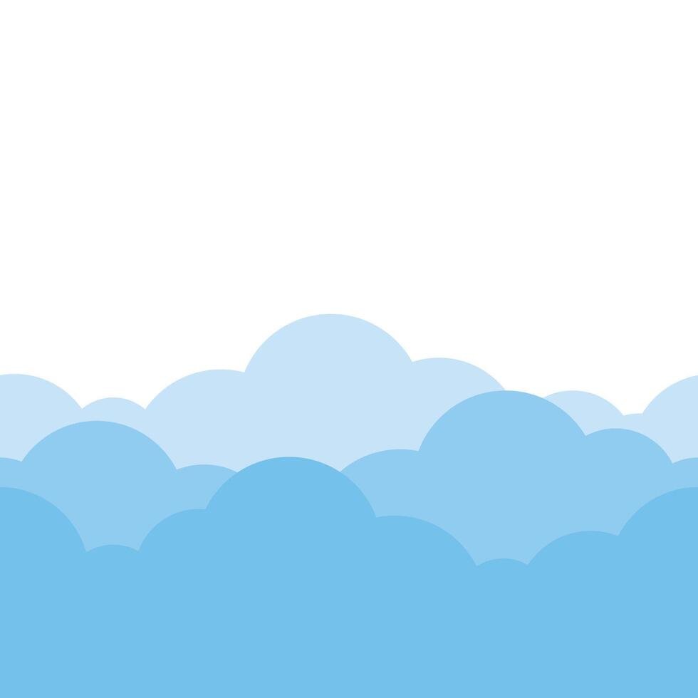 Cute bright blue cloud in the sky bottom border seamless pattern background illustration vector