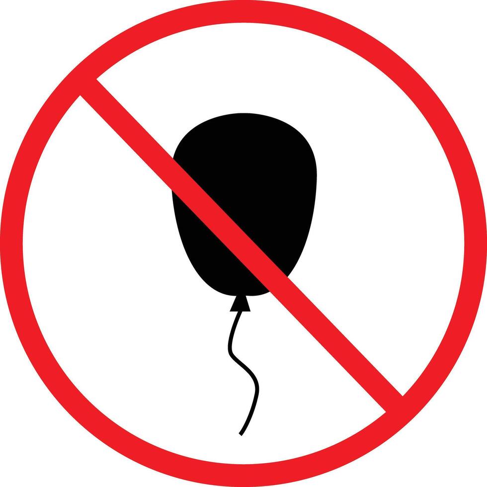Prohibited balloon icon. No balloon sign. Forbidden helium balloons symbol. flat style. vector
