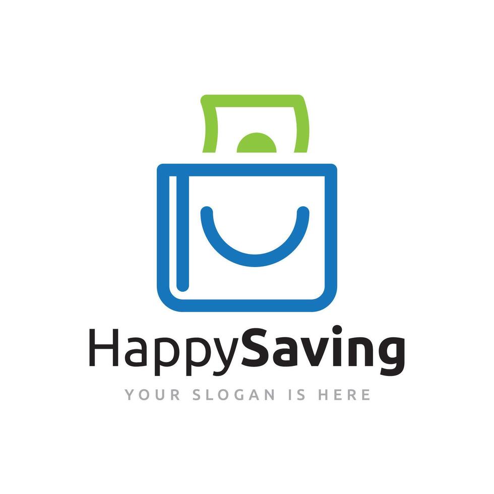 Happy Saving Paper Money Wallet Bank Invest Business Logo Template vector