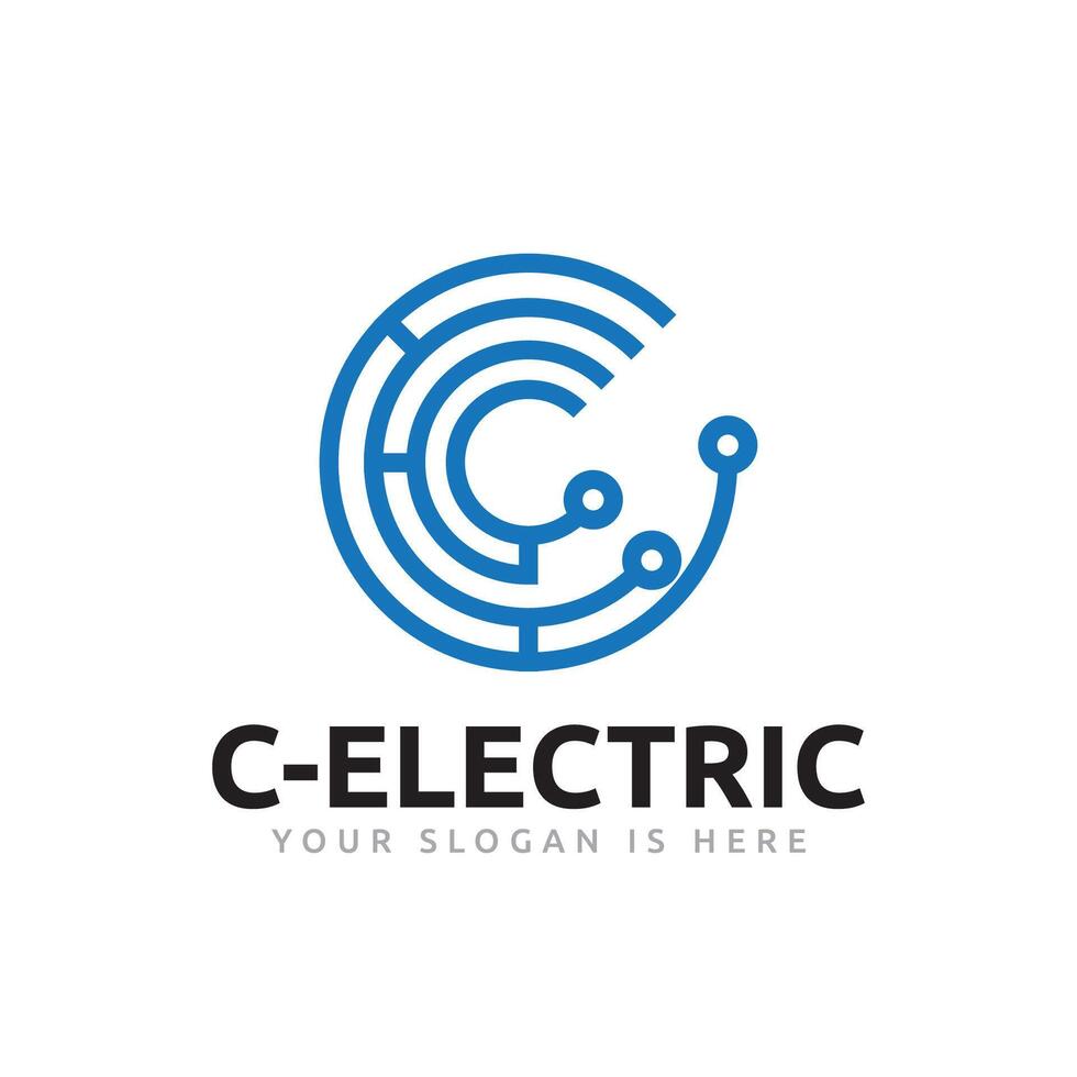 C Letter Business Electric Circuit Technology Line Abstract Logo Template vector