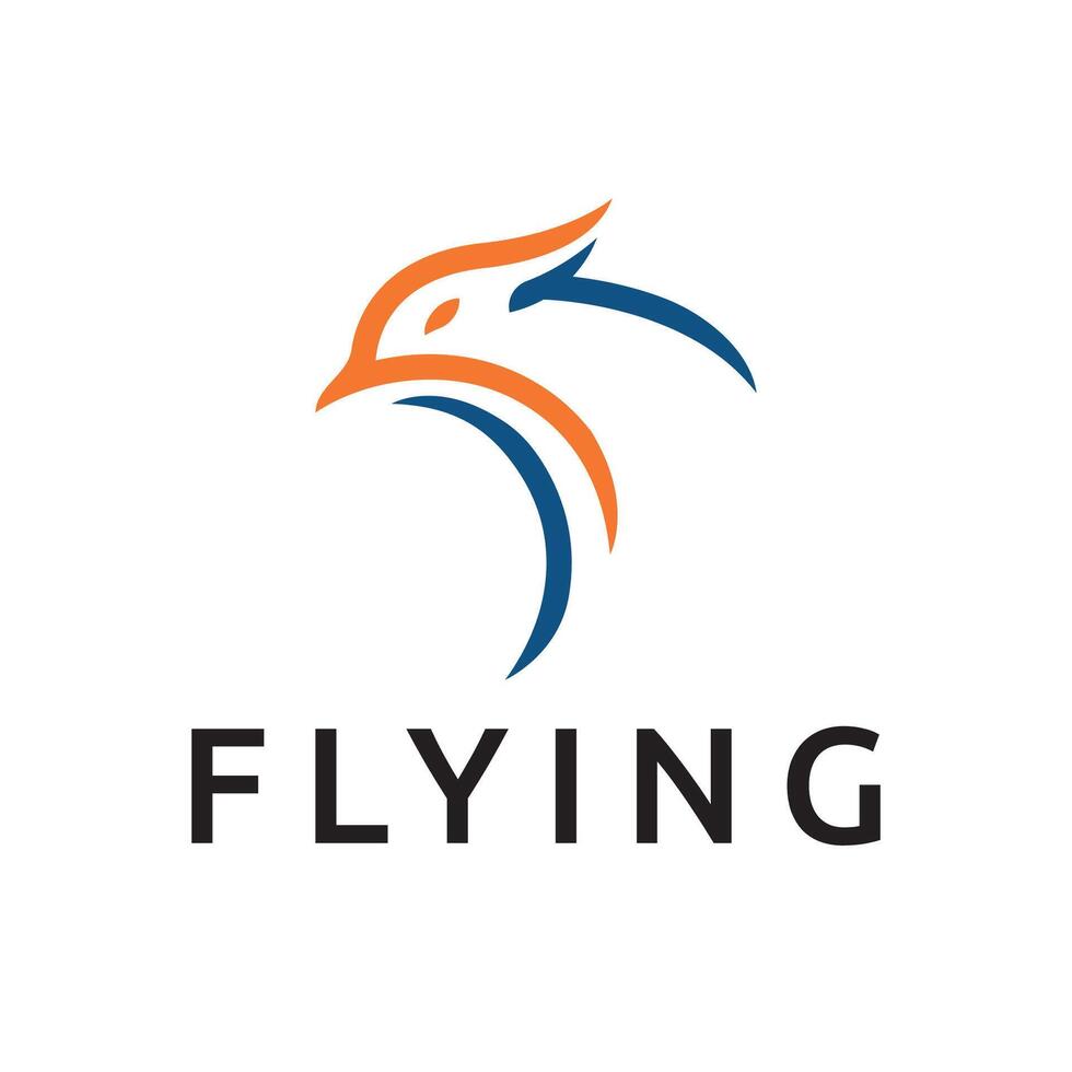 Phoenix Bird Animal Head Flying Freedom Line Logo Template vector