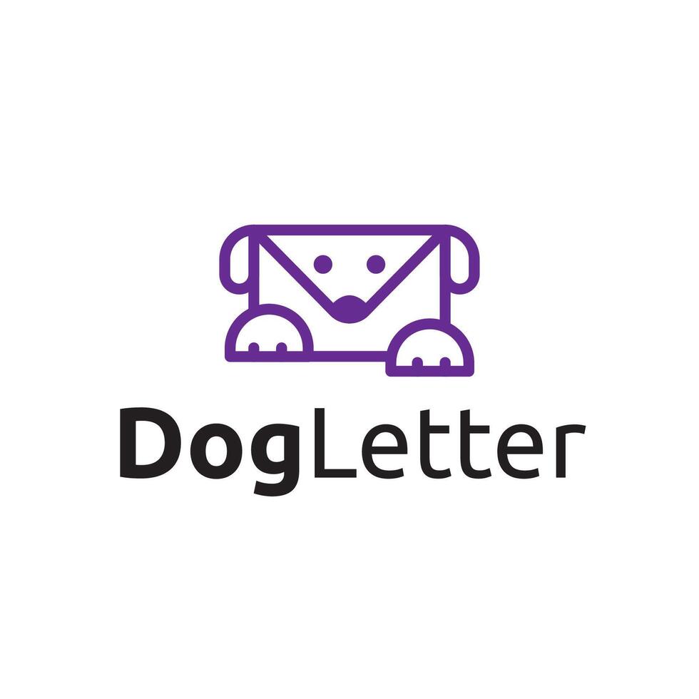 Dog Character Message Letter Envelope Line Logo Template vector