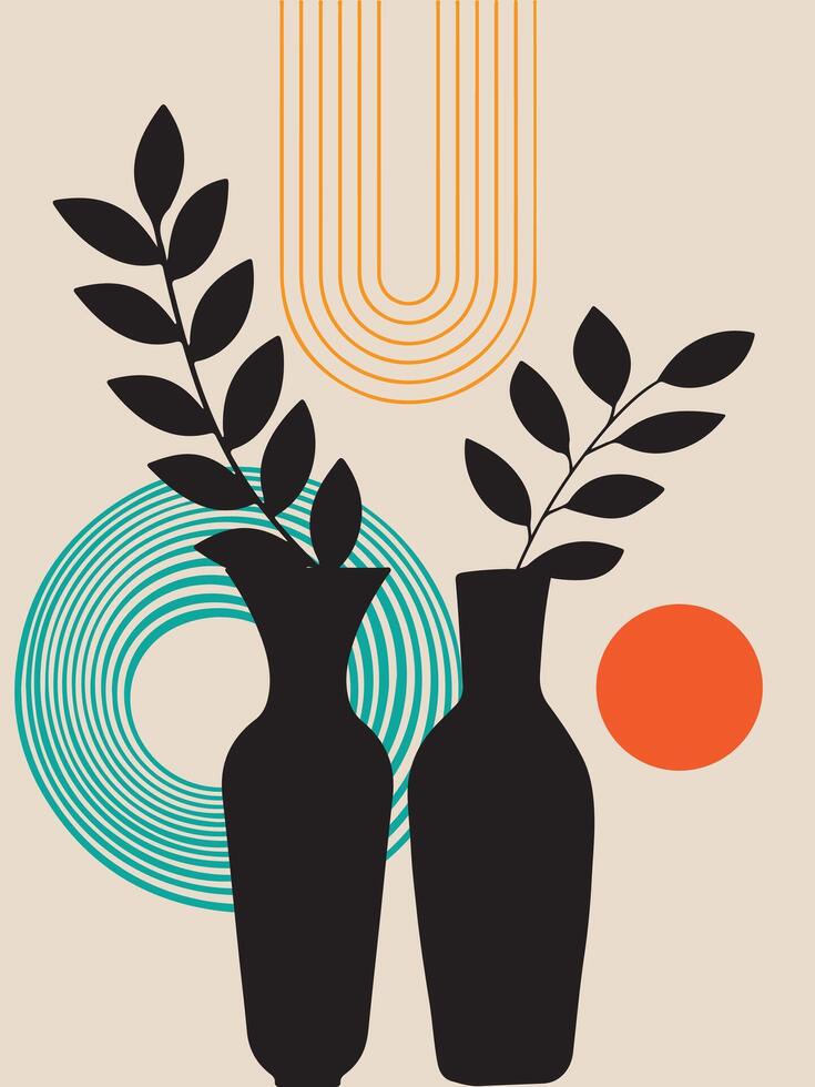 black vase Abstract art for decoration and collection, printable and easy to edit vector