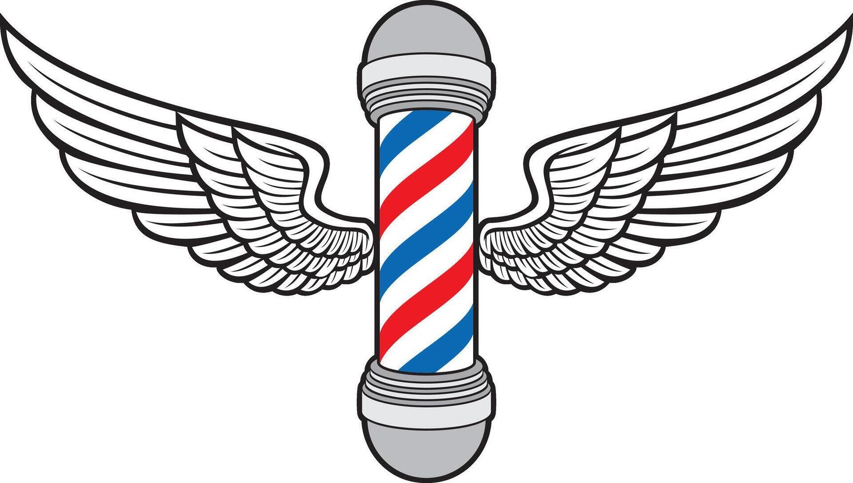Barber Pole with Wings. Barbershop Salon. vector
