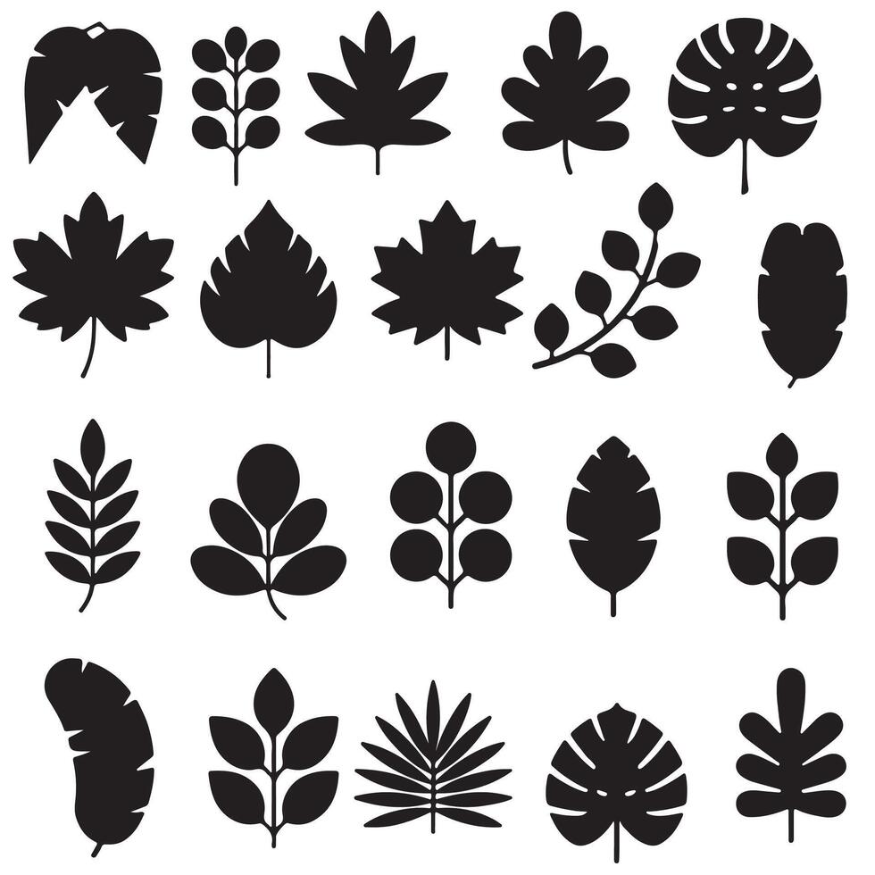 Silhouette Leaf Icons Collection for Nature and Botanical Projects vector