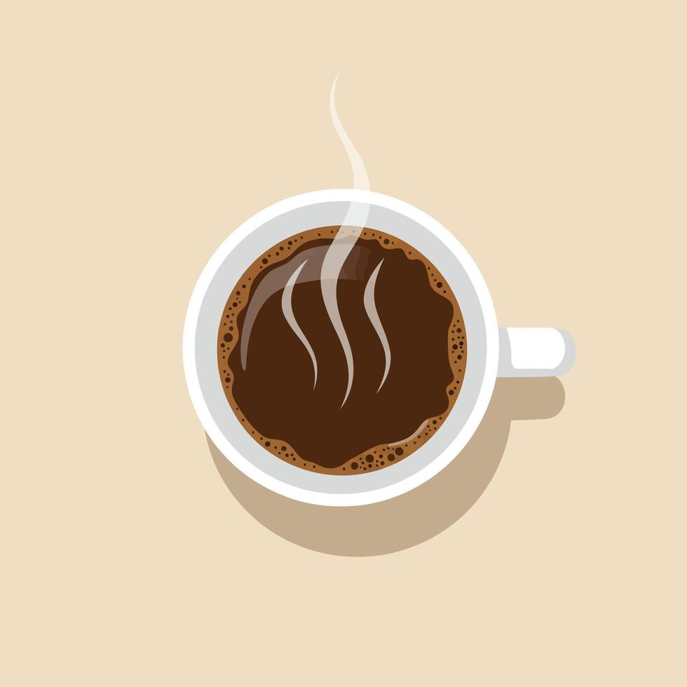 Coffee Cup Top View Hot Drink Illustration. vector