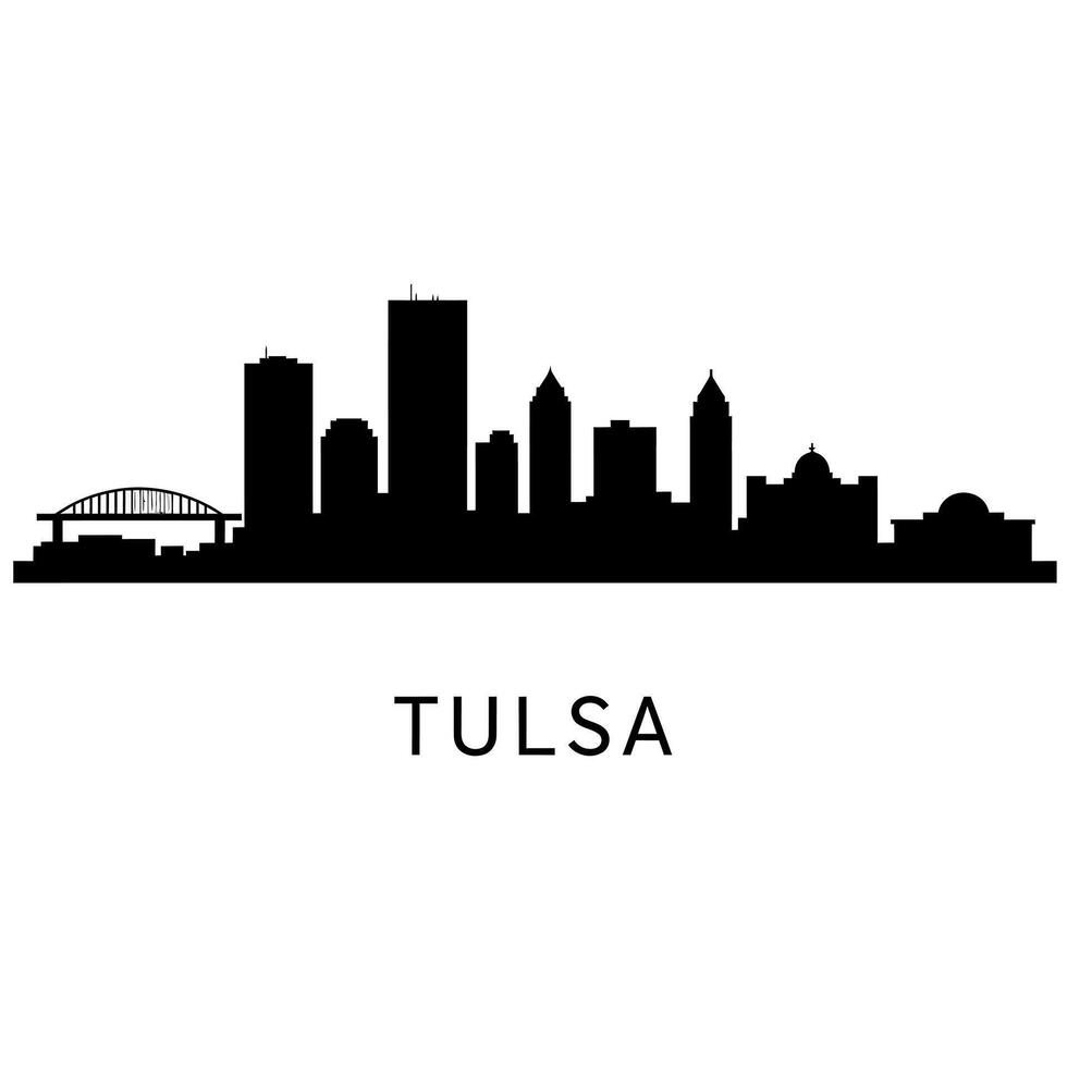 Tulsa skyline Oklahoma city silhouette Black. vector