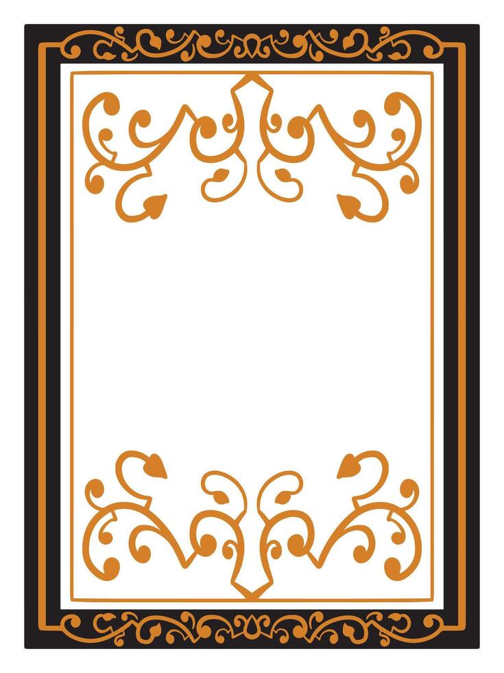 Simple Scroll Border Outline with Gold Accent vector