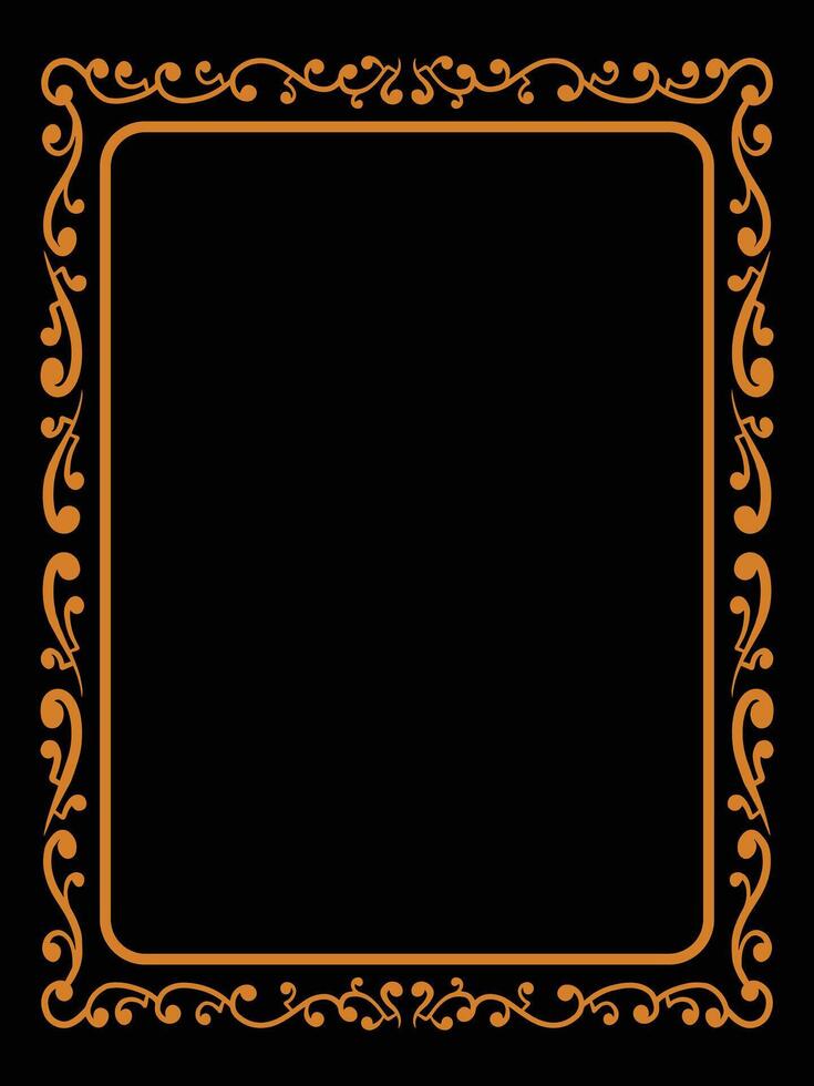 Gold Frame with Ornamental Curves vector
