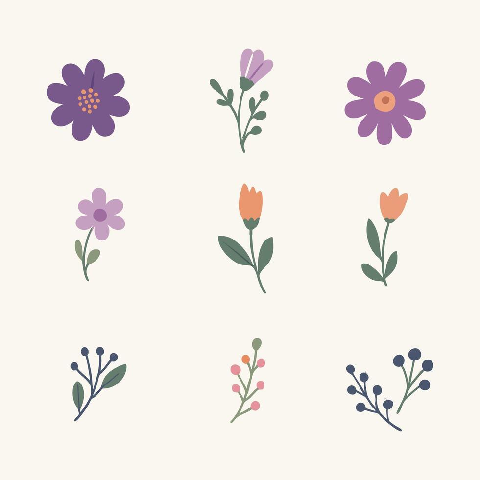 Perple flowers Pack vector