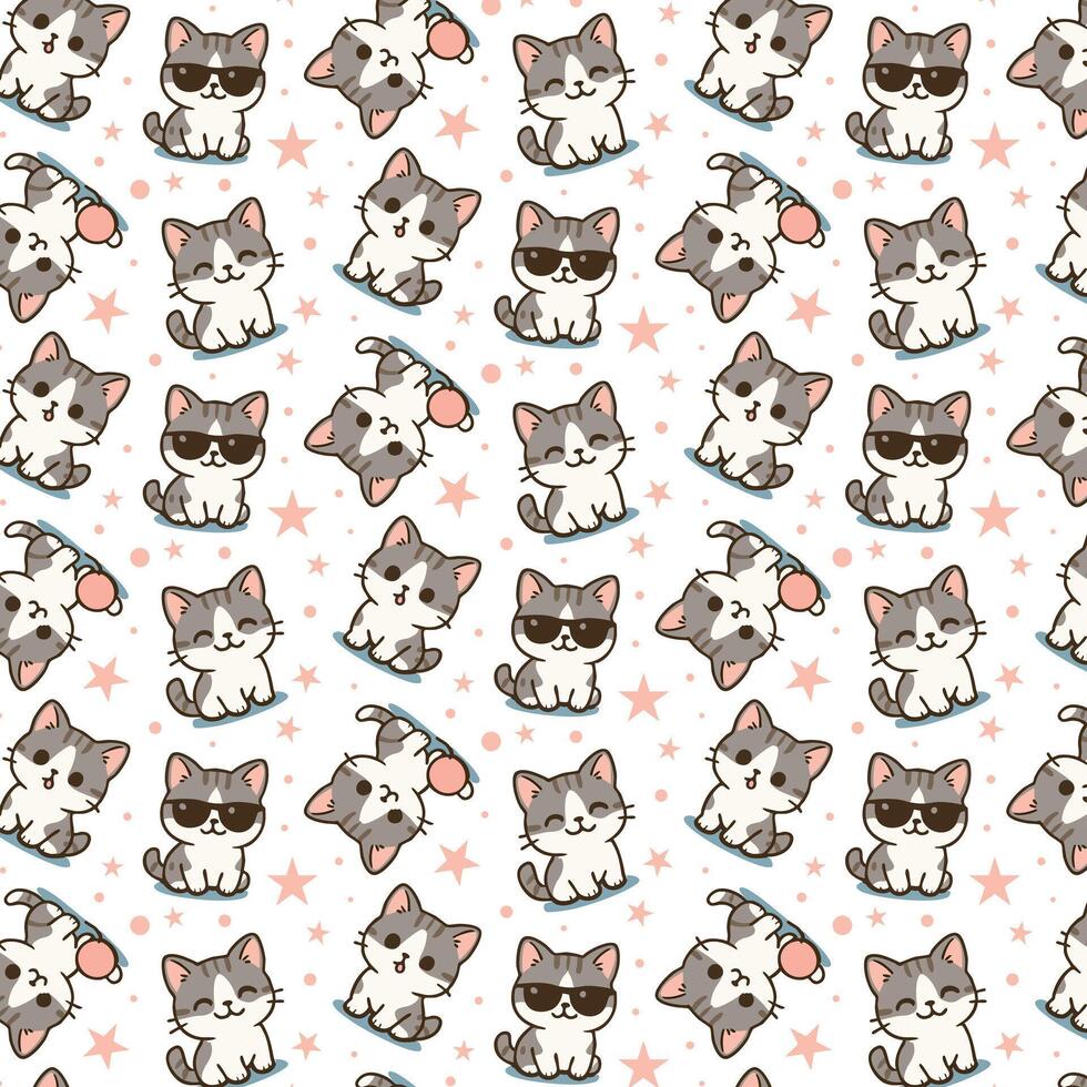 Cute cat - Pattern Background vector