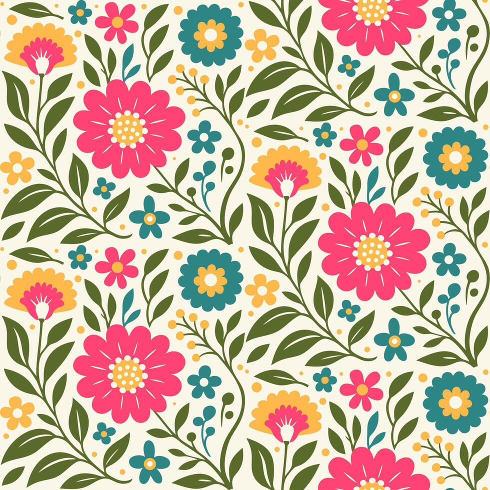Pattern Design with Colorful Flowers vector