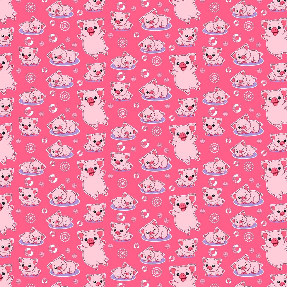 Happy Pig - Pattern Background vector