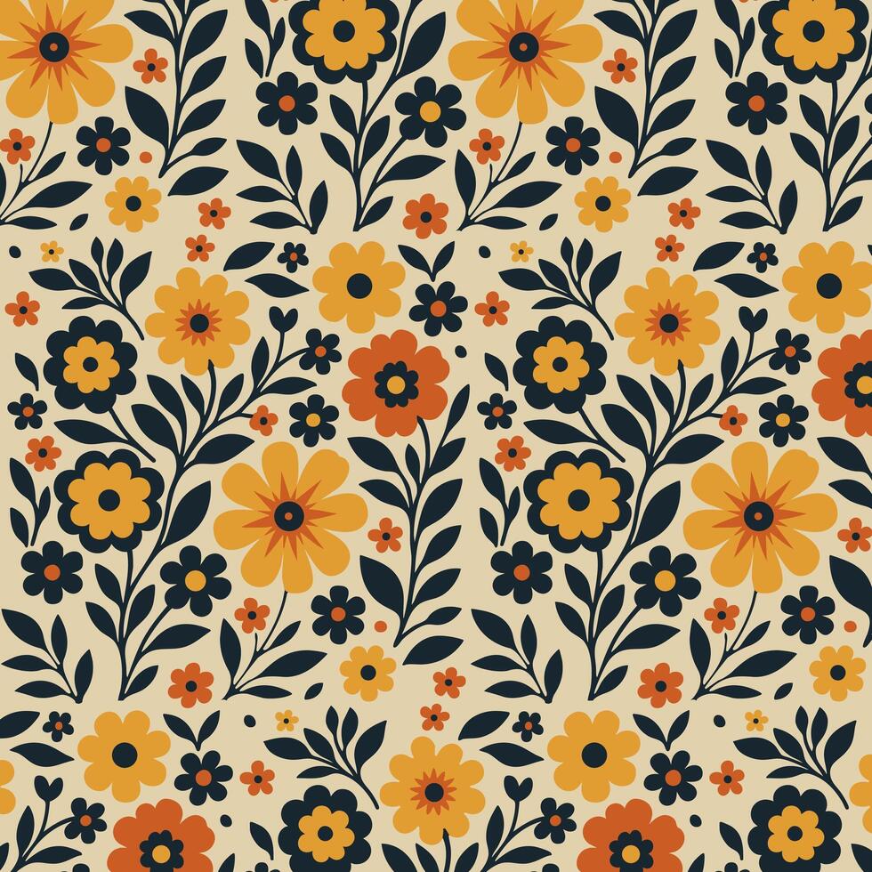 Dark flowers pattern background vector
