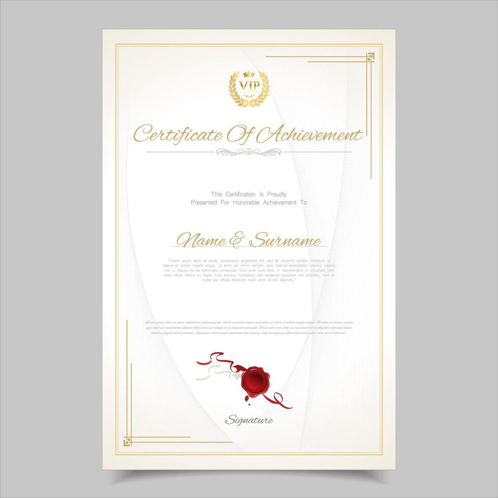 Minimalist certificate of achievement border template design award vector