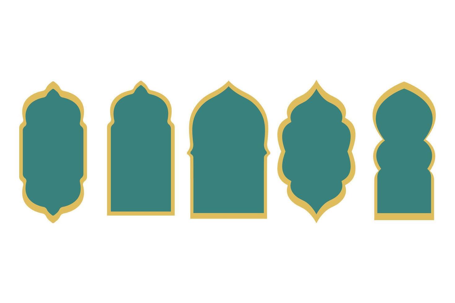Mosque door and window silhouette, Arabian arch frame. Arabic traditional architecture icons. illustration vector