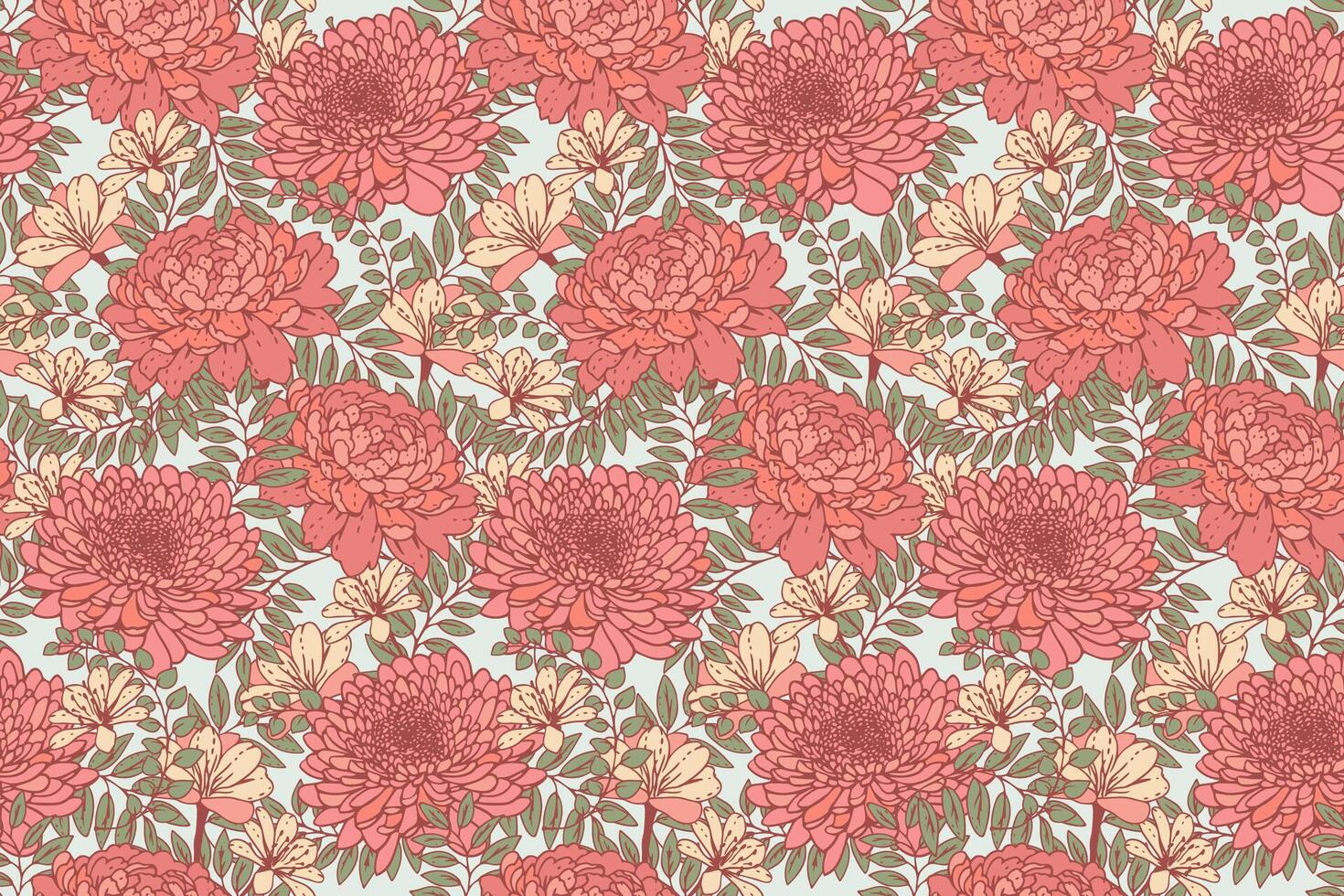 Summer or spring seamless floral pattern. Blooming mixed with herbs, leaves and meadow plants. Pastel wildflowers background print. drawn illustration. Nature ornament for designs, fabric vector