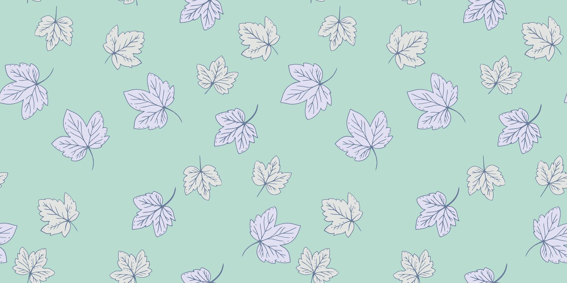 Minimalist seamless pattern featuring leaves on a soft, pastel green mint background. The simple elegant design is perfect for fabric, wallpaper, packaging, giving natural, stylish touch. vector