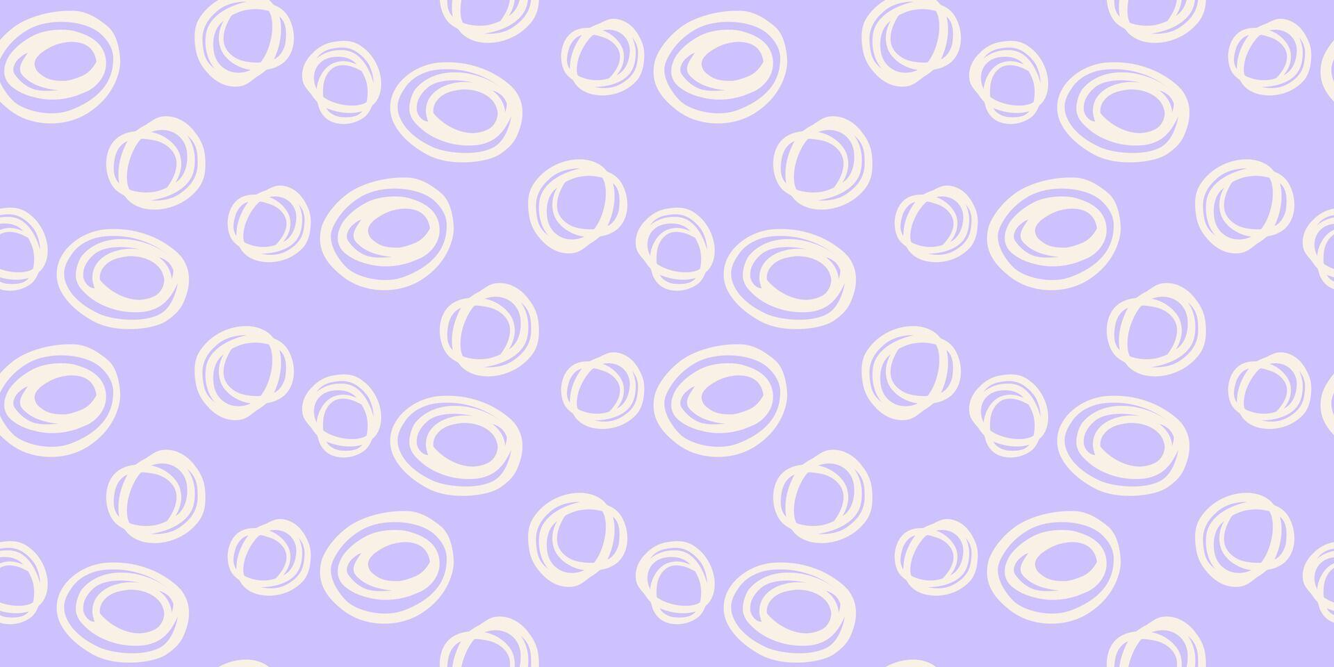 Seamless pattern with abstract hand drawn circles in on a pastel violet, purple background. Modern, bold, and stylish design, perfect for textiles, wallpapers, branding, and creative projects vector