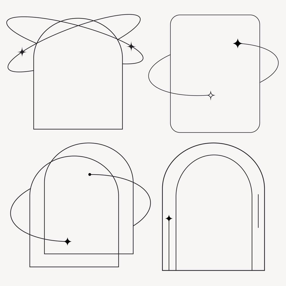 Line frame with sparkling light on the side vector