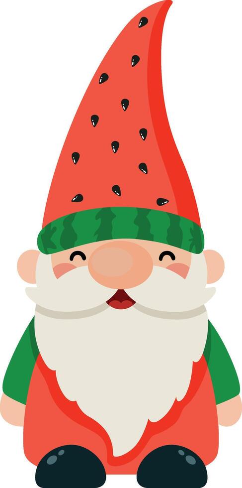 Cute Watermelon Gnome Isolated on White vector