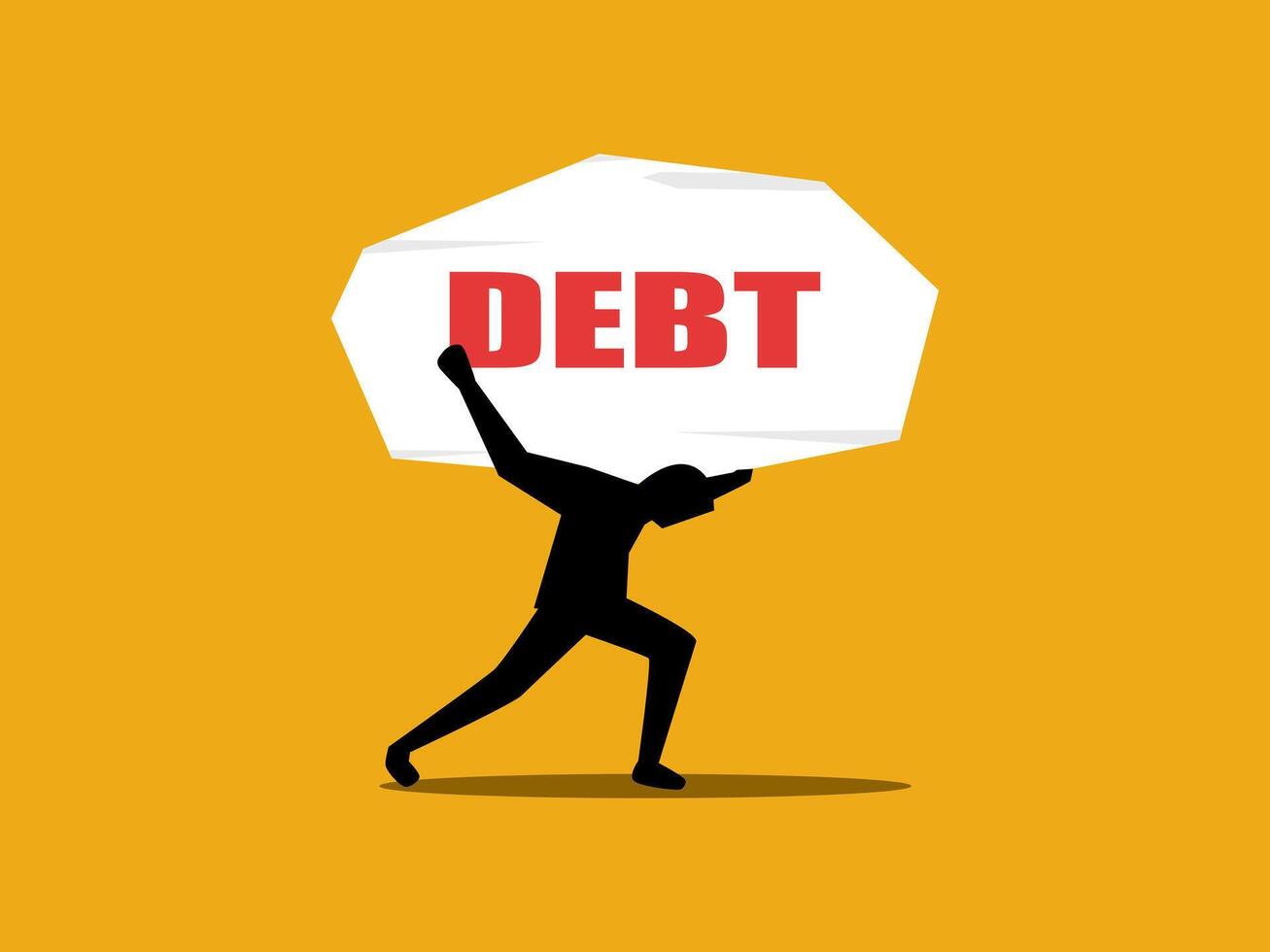 Businessman tries to bear the big debt problem vector
