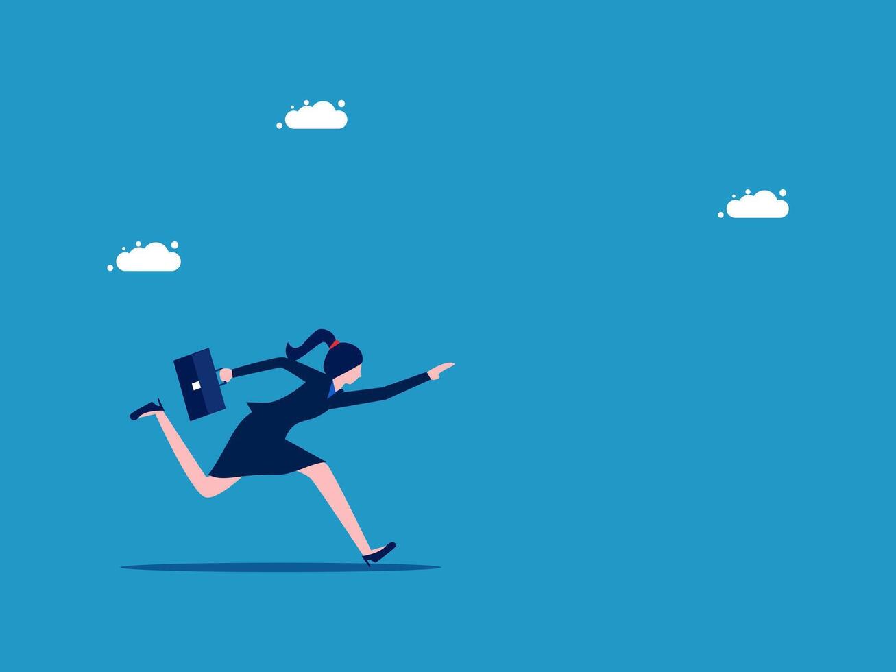businesswoman running with briefcase and running to the goal vector