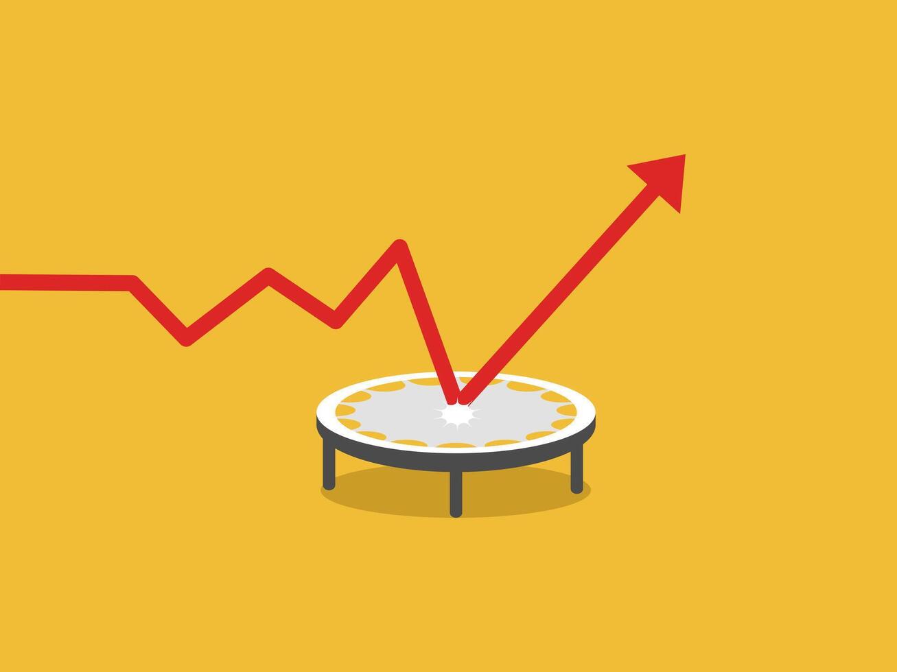 Stock Market Reversing Uptrend, High Bounce Chart on Trampoline vector
