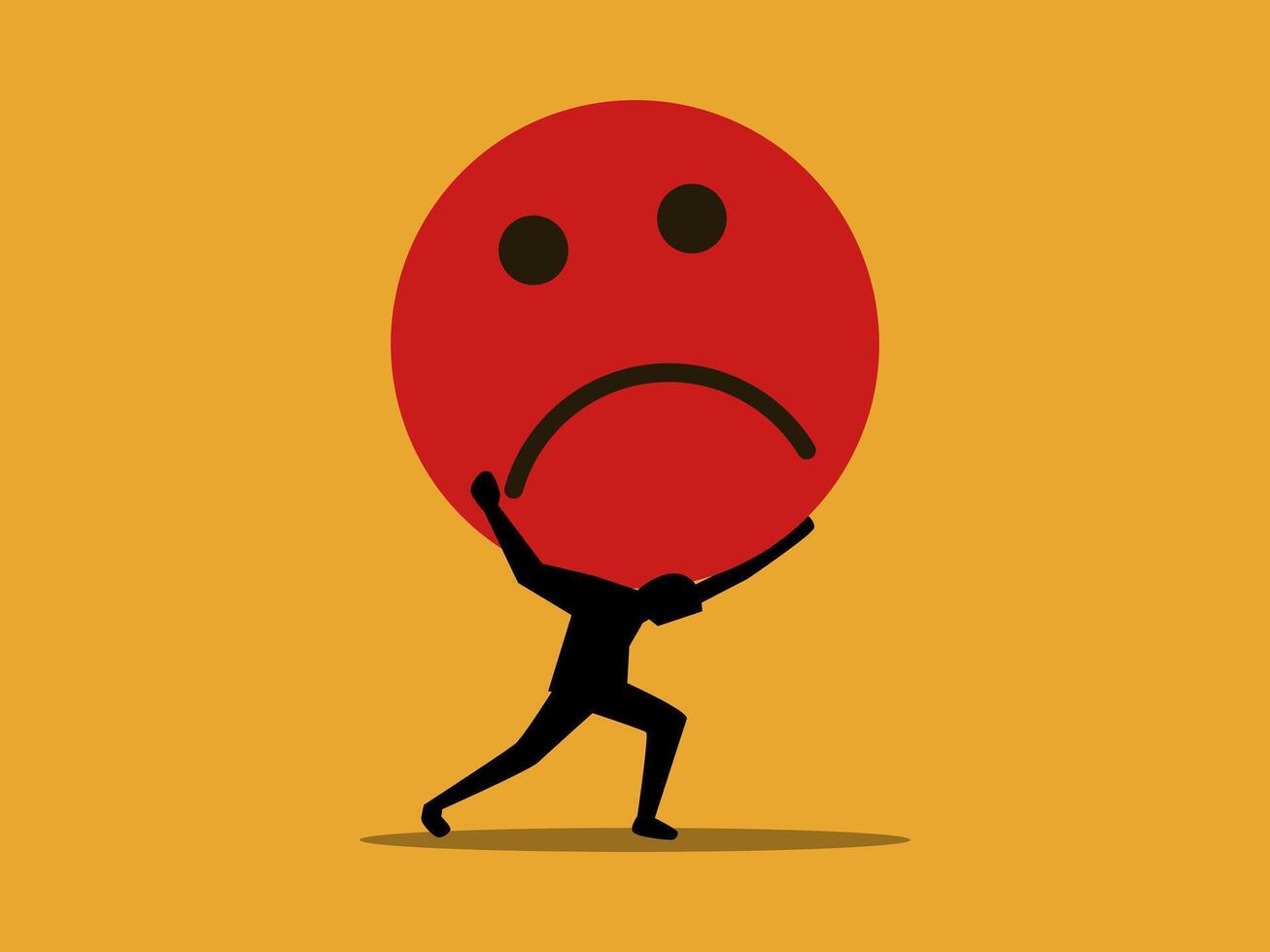 Businessman tries to carry the burden and suffering vector