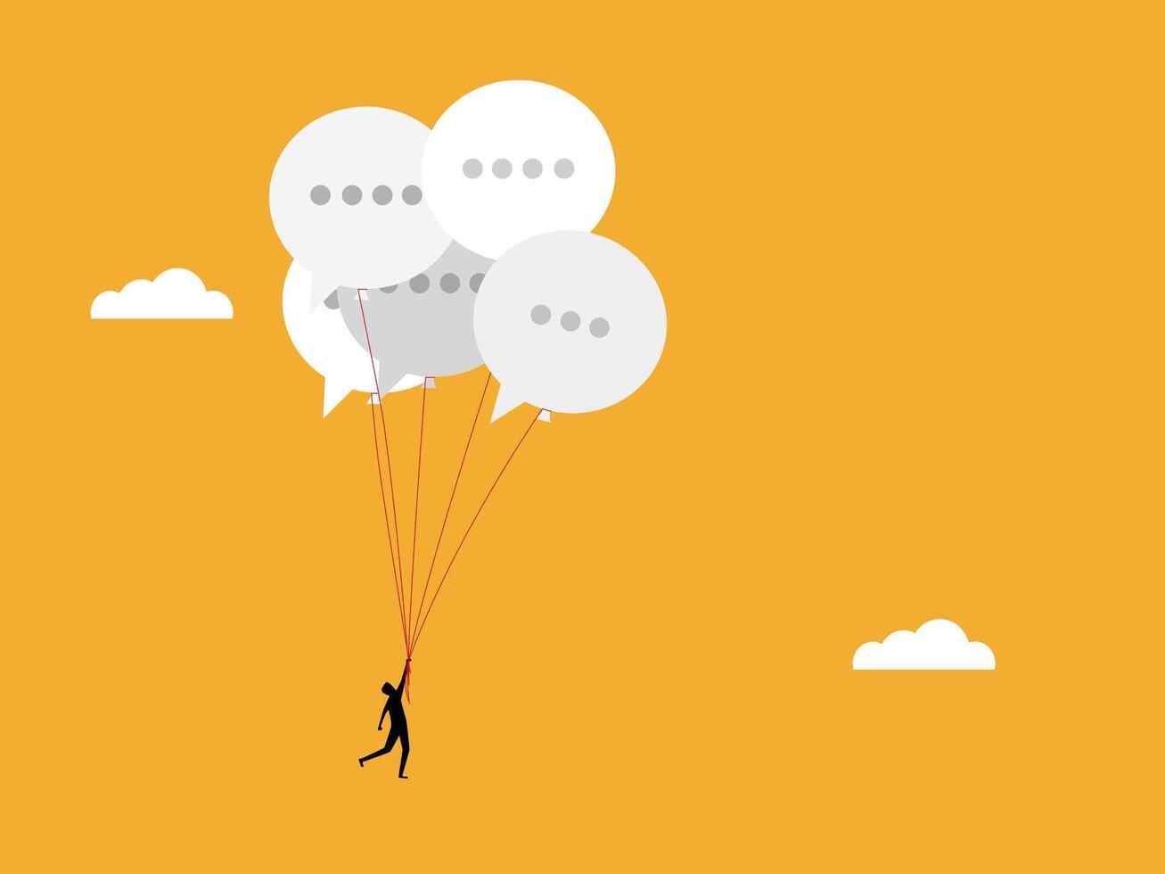 communication, Businessman floating with speech balloon vector