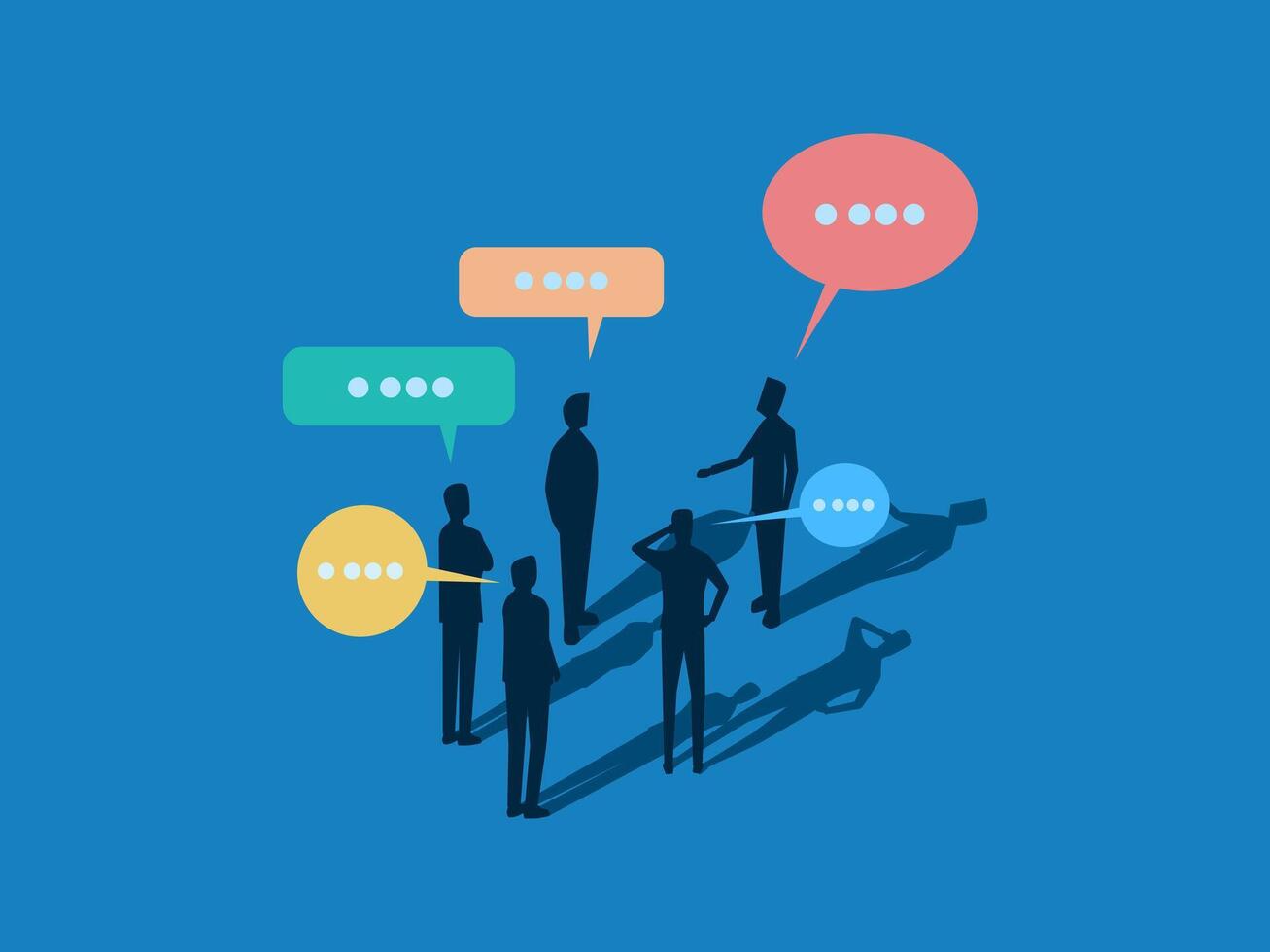 Business people using speech bubbles in discussion, chat, meeting vector