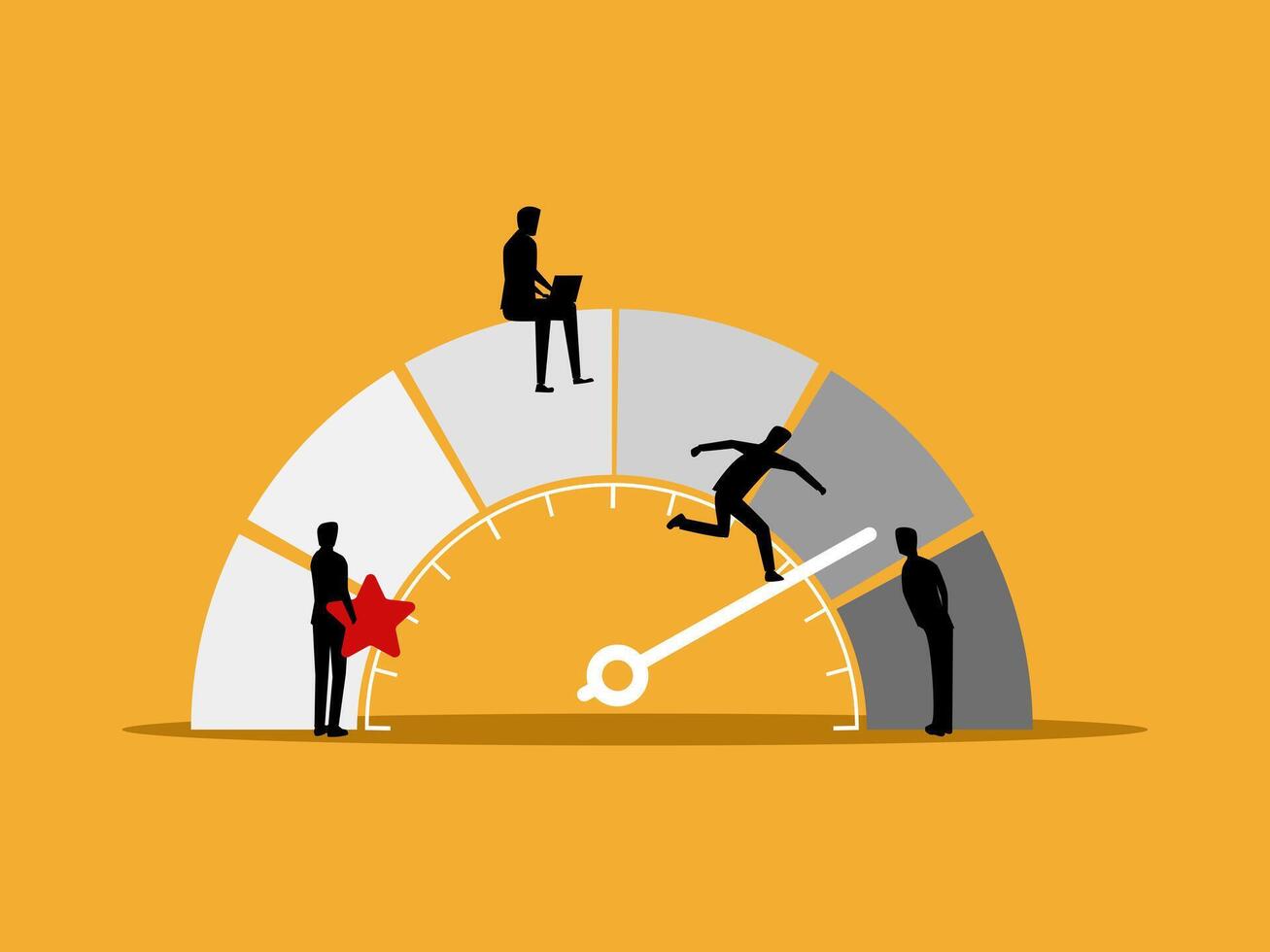 Performance or recognition, businessman employees with stars to measure performance vector