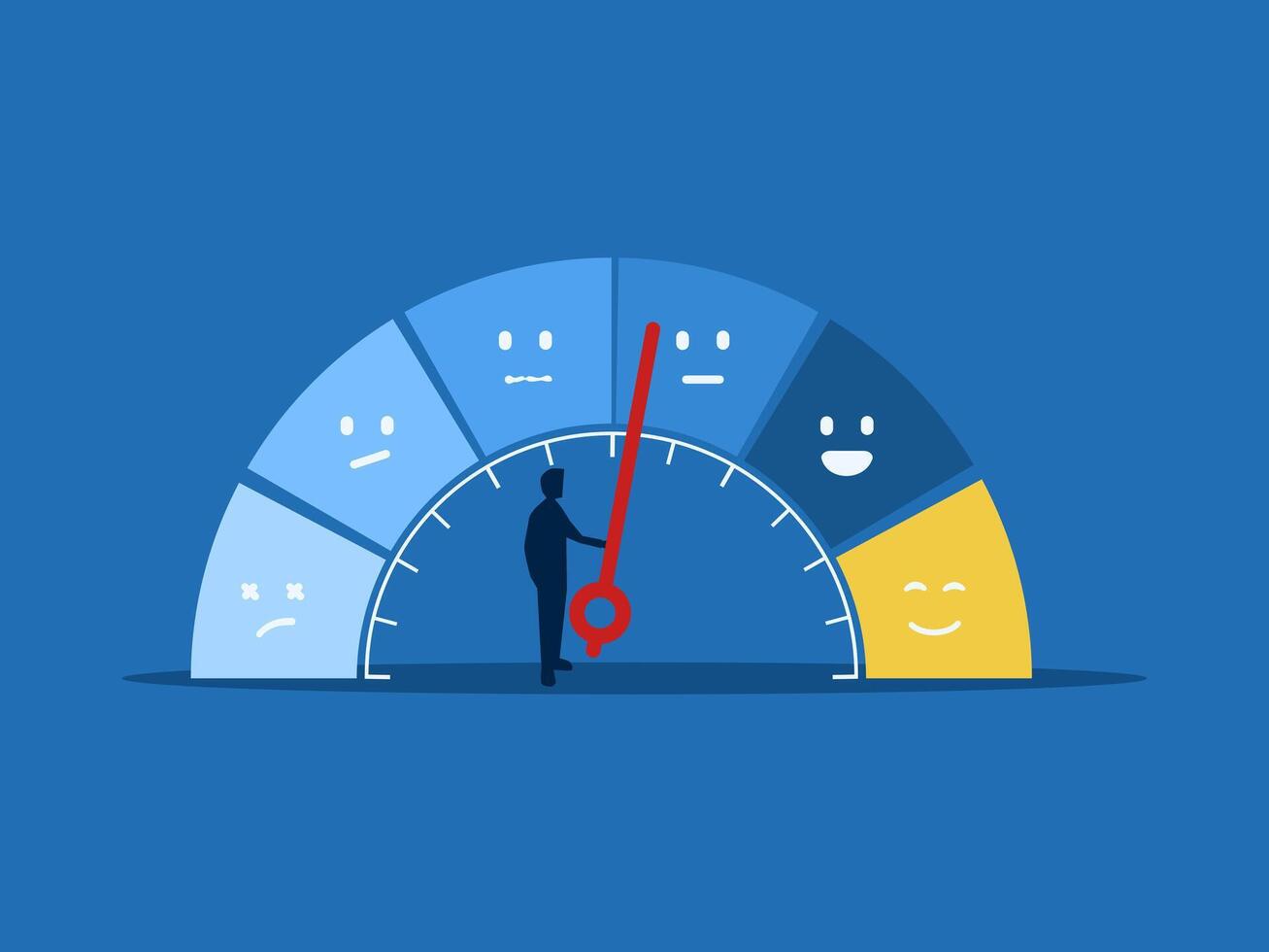 Quality Control, Businessman Pushes to Excellence in the Score vector