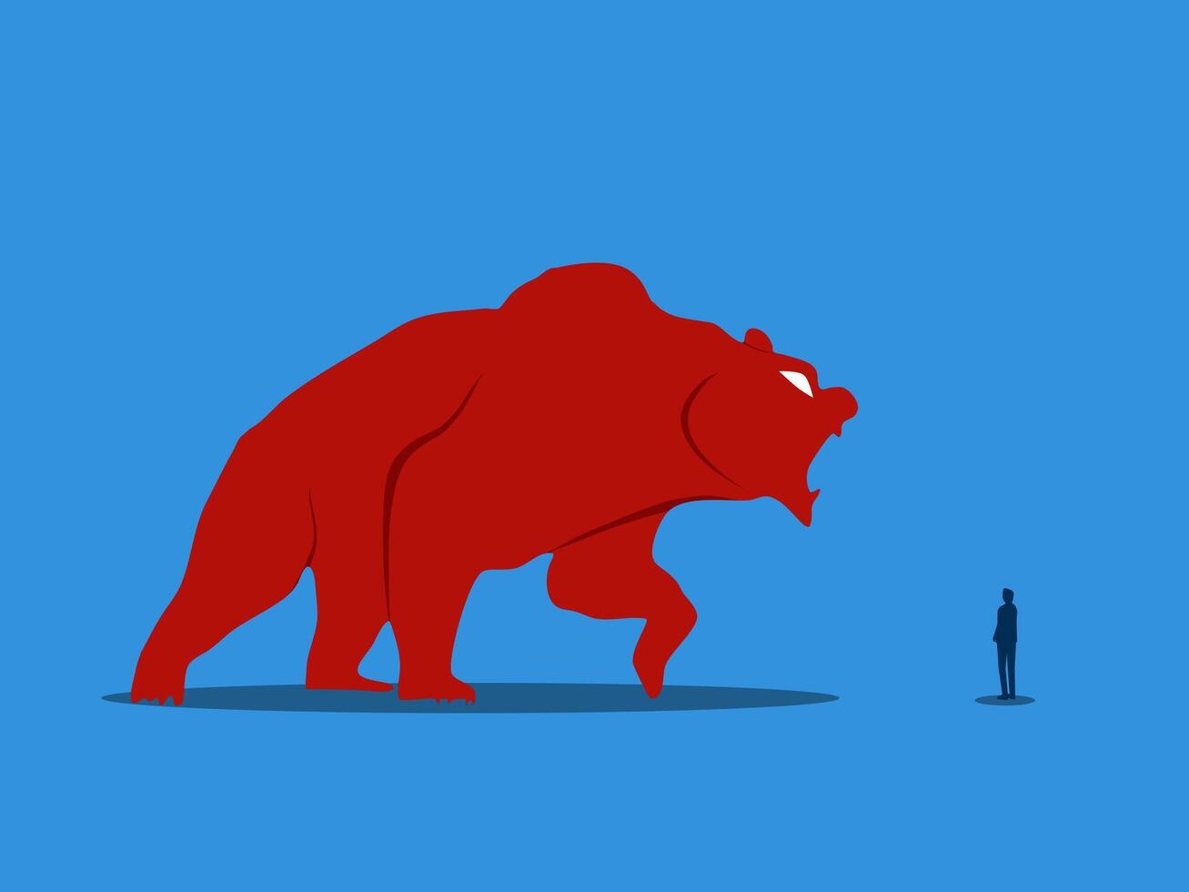 Expect the bear market, Businessman stands and analyzes the giant bear vector