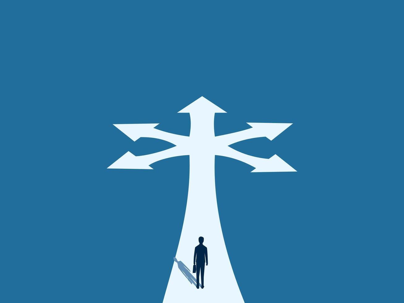 Choose an investment path, Businessman stands at the crossroads vector