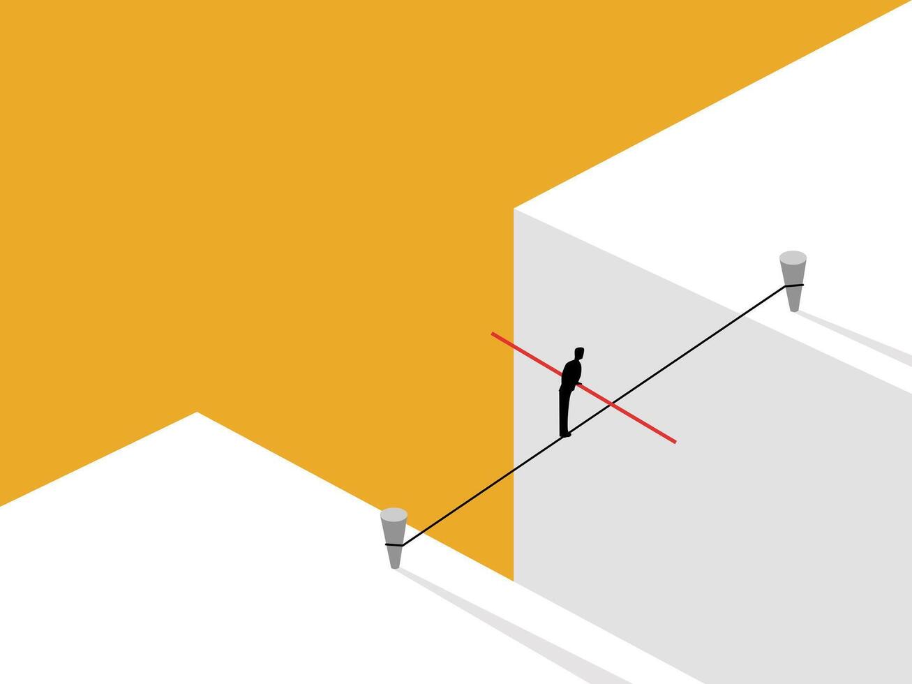 Risk, man Walking on a Rope Crossing the Gap vector