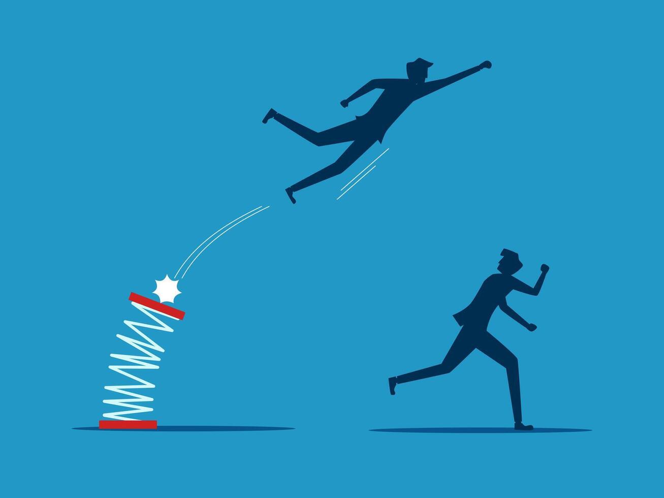 businessman jumping over a fire hose vector