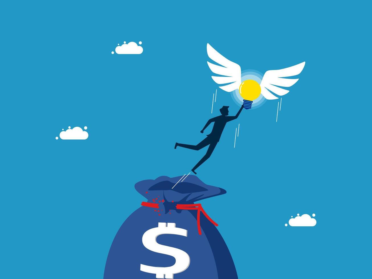 flying out of a bag with a dollar sign on it vector