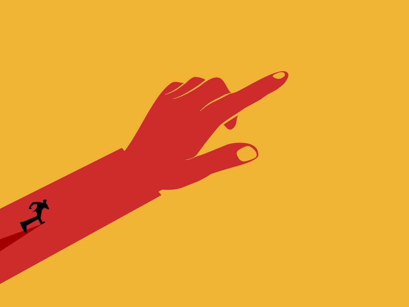 Big finger points the way for businessmen vector