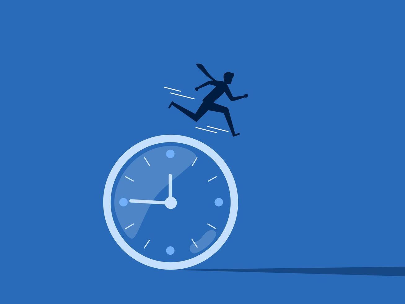 Effective Time Management, Businessman who jumps through the clock vector
