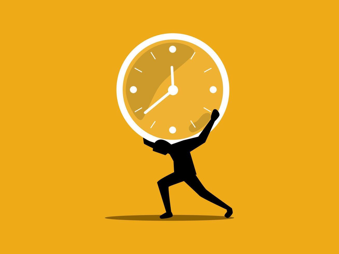 Hard working time, businessman holding a wall clock vector