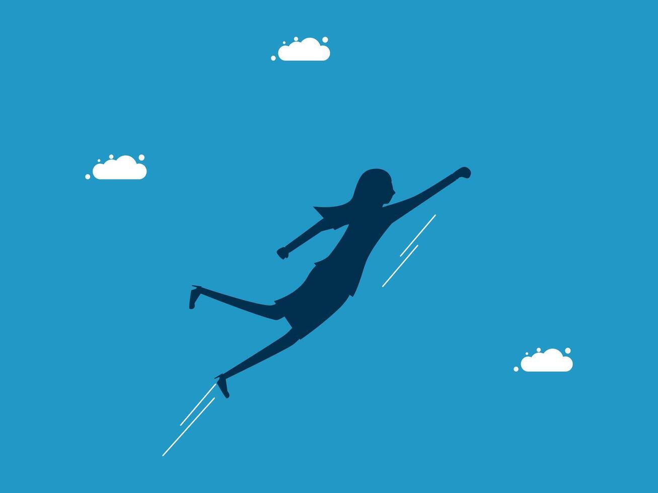 a businesswoman flying in the air with a briefcase vector