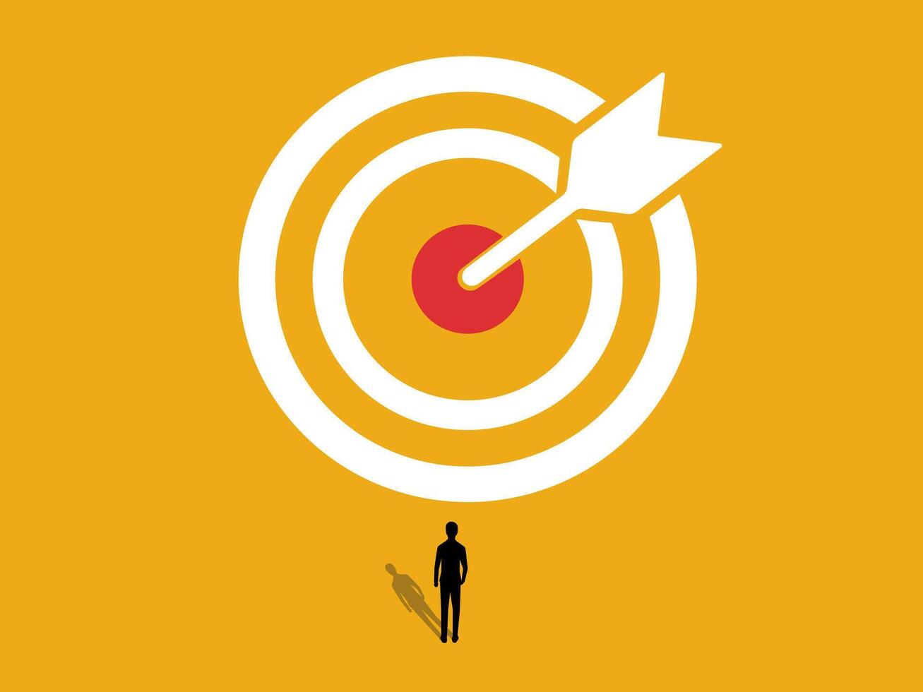 Success, Businessman standing focused on a large target vector