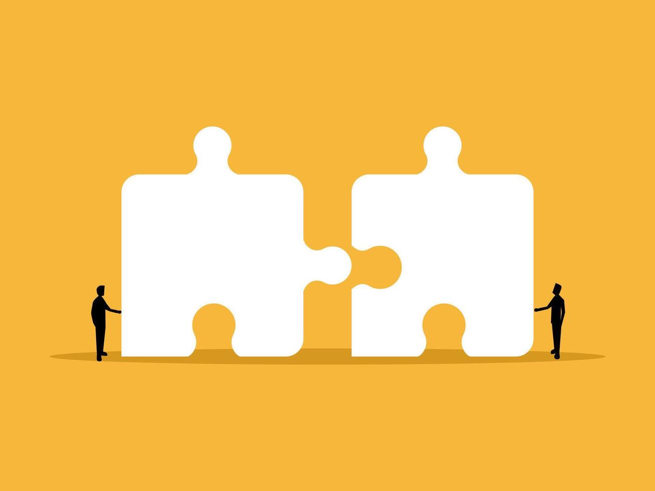 Make a connection, Two businessmen are solving puzzles vector